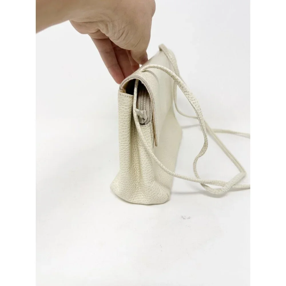 Furla Crossbody Shoulder Bag Purse Pebbled Leather‎ Made In Italy Ivory Small